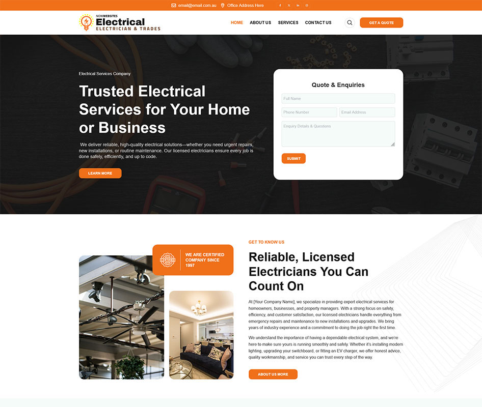 Electrician and Trades Website