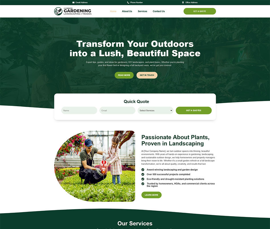 Gardening Landscaping Trades Website