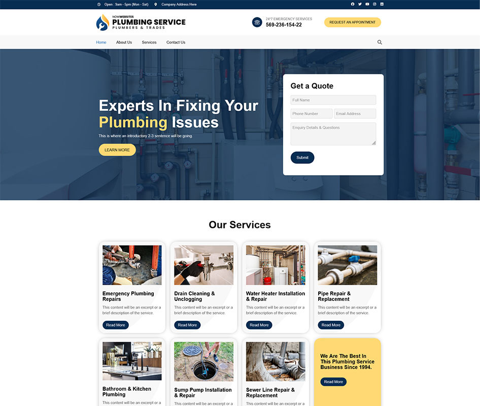 Plumbers and Trades Website